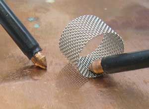 Using copper plate, weld the cylindrical part